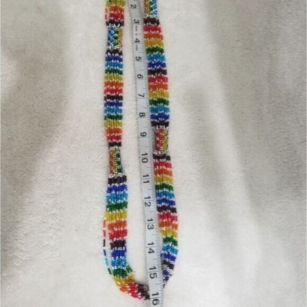 Glass Seed Bead Rainbow Necklace - Picture 4 of 5